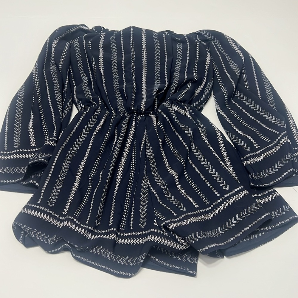 TRAC blue and white short jumper romper with long sleeve - Picture 6 of 8